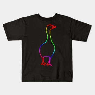 Rainbow Goose Minimal Line Drawing Kids T-Shirt